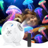 White jellyfish star projector night light with remote control, ocean & starry sky LED lamp for kids bedroom