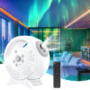 White aurora starry sky projector night light with remote control, LED galaxy lamp for living room ceiling decor