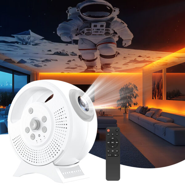 White astronaut space star projector night light with remote control, planet galaxy lamp for kids bedroom ceiling decor