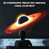 Advertising graphic showing 3D stereoscopic black hole projection effect of galaxy star projector lamp for immersive home viewing