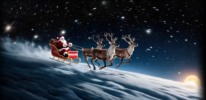santa claus sleigh reindeer snowy night sky christmas projection for LED star projector