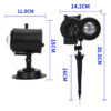 Size dimension measurement chart of Festlamp outdoor Christmas projector light and ground stake