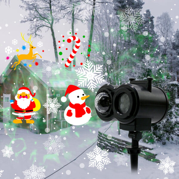 Christmas laser light outdoor Santa snowflake pattern projection for winter yard decor