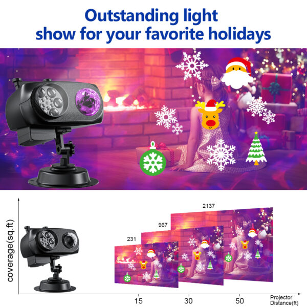 Wide projection coverage range of Festlamp Christmas projector light for large house yard