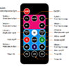 RF remote function diagram for Christmas projector light with color, flash, rotation and timer buttons