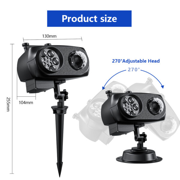 Product size and technical parameter chart of Festlamp Christmas projector light