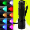 Black color changing atmosphere flashlight with all 10 RGB color light effects display, portable LED multi-color mood fill light sample color chart