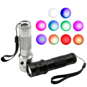 Silver & black color changing atmosphere flashlight with 10 RGB color light palette, portable multi-color LED mood fill light product picture