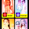 Scene display of color changing atmosphere flashlight, red purple orange blue RGB fill light effect for different portrait photography and party scenes