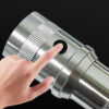Color conversion switch button close-up of silver color changing atmosphere flashlight, one-click RGB color changing control operation demonstration picture
