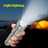 Silver color changing atmosphere flashlight night lighting camping scene, portable RGB handheld torch for outdoor hiking & tent night illumination