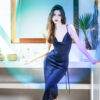 Portrait shooting effect of color changing atmosphere flashlight, cool blue RGB fill light for selfie and beauty portrait photography
