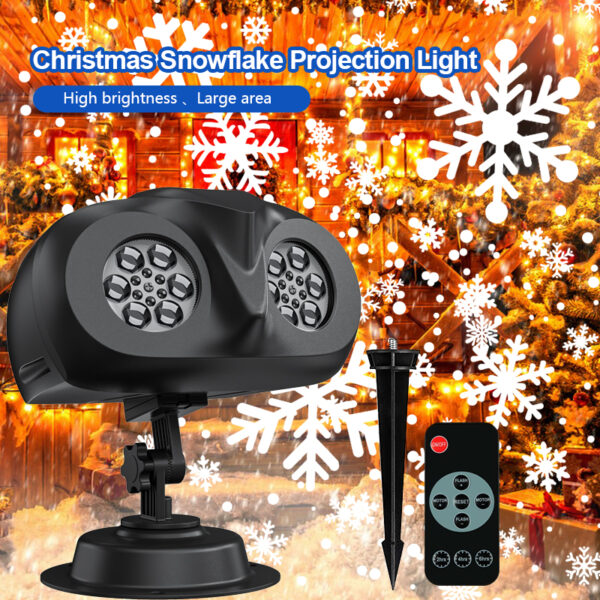 2 Festlamp Dual Tube Snowflake Projector Light 9W, outdoor Christmas snow projection lamp with remote control and ground stake