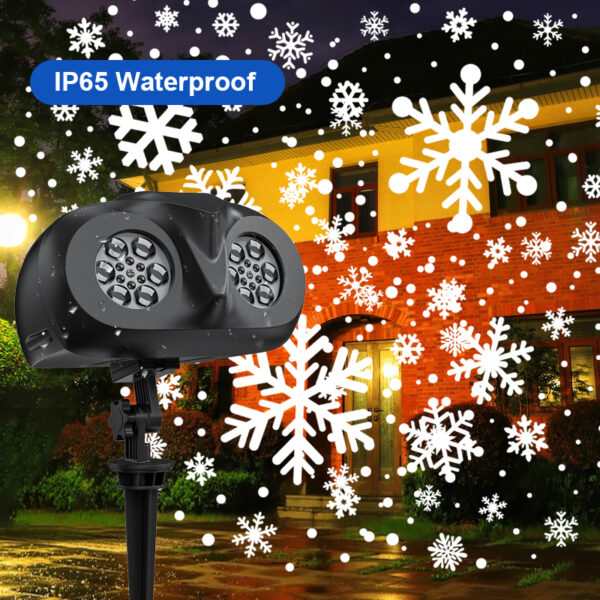 4 Festlamp Dual Tube Snowflake Projector Light 9W | Indoor Outdoor Holiday Snow Projection Lamp