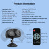 英文详情_05 Festlamp Dual Tube Snowflake Projector Light full product specification chart, includes technical data, remote control button functions and 270° adjustable lamp head