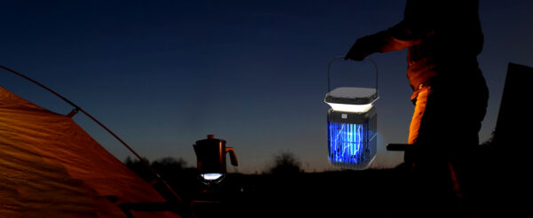 16 Hanging solar mosquito zapper used for outdoor camping tent scene