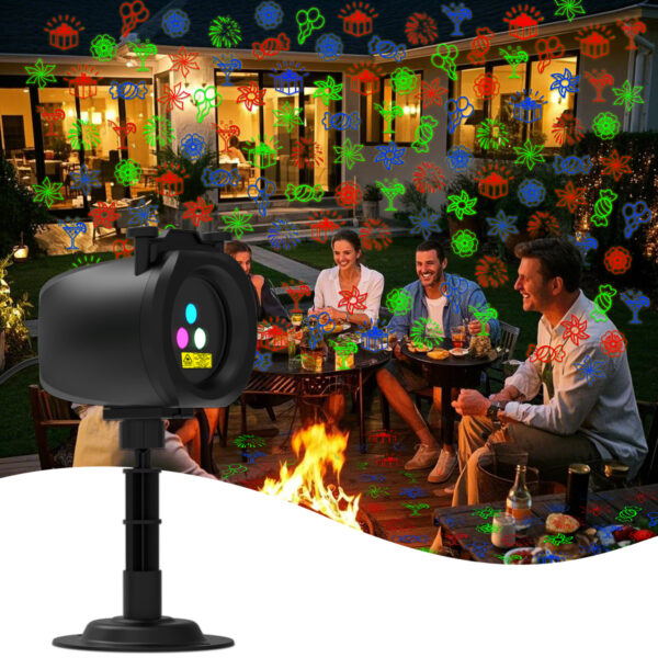 3 Festlamp Christmas Laser Projector Light, 4 Gratings IP65 Waterproof Outdoor Laser Light with RF Remote Timer
