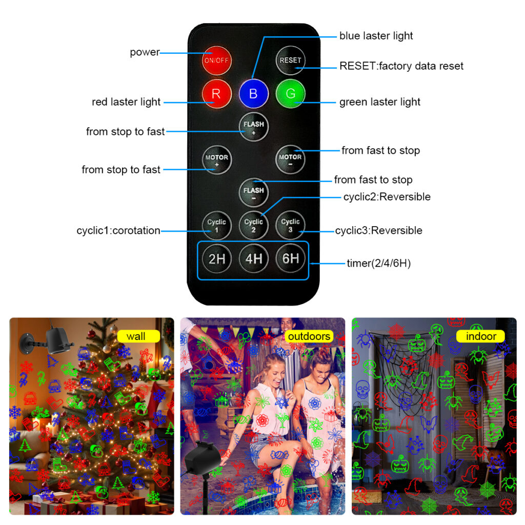 RF remote control with 2/4/6H timer for Christmas laser projector light outdoor laser light