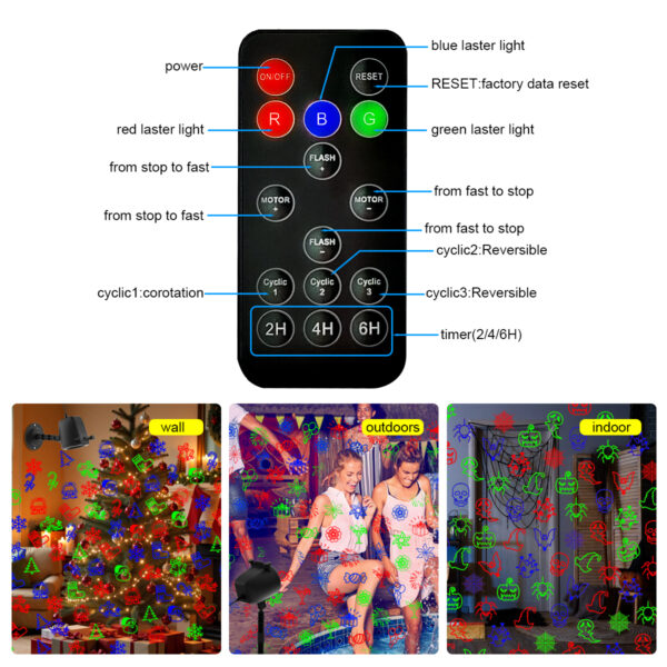 8 RF remote control with 2/4/6H timer for Christmas laser projector light outdoor laser light