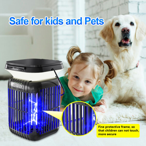 2 Solar mosquito killer lamp with protective grille, safe for kids and pets