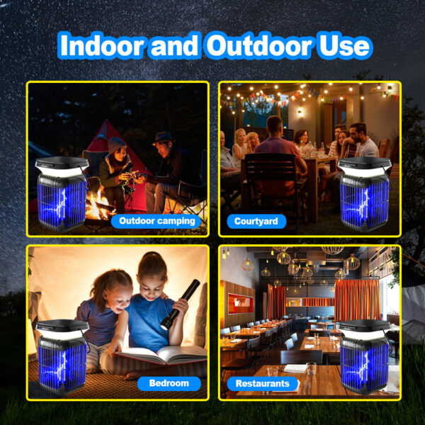 5 Solar mosquito zapper suitable for indoor and outdoor scenes, bedroom, courtyard, camping and restaurant