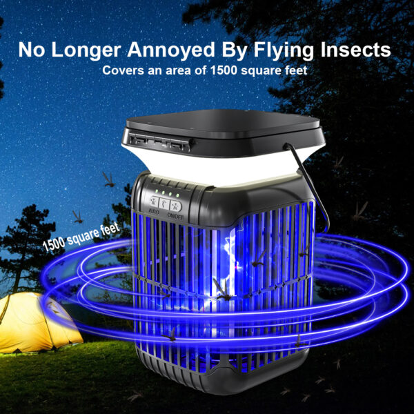 7 Solar flying insect zapper with 1500 square feet large trapping coverage