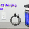 12 USB Type-C fast charging for solar bug zapper, fully charged within 3 to 4 hours