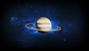 striped jupiter planet thin ring blue nebula star field deep space astronomy projection for LED star projector