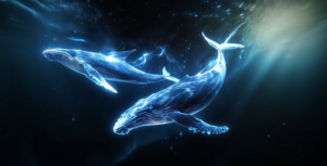 glowing blue spirit whales deep dark ocean light ray underwater fantasy projection for LED star projector