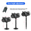 Dual lens holiday projector light with 3 adjustable height splicable ground stake, 360 rotatable outdoor decorative projection lamp mounting stand size diagram