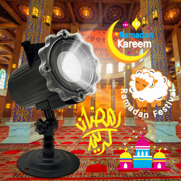 Festlamp Ramadan Projector Light, crescent moon, mosque and Arabic Eid pattern projection lamp for Muslim Ramadan indoor holiday decoration