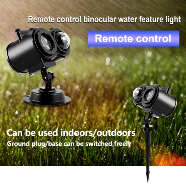 Festlamp remote control binocular water feature light, Ramadan holiday projection lamp, interchangeable ground stake & desktop base, indoor outdoor Eid Mubarak projector light for Muslim Islamic yard home decor