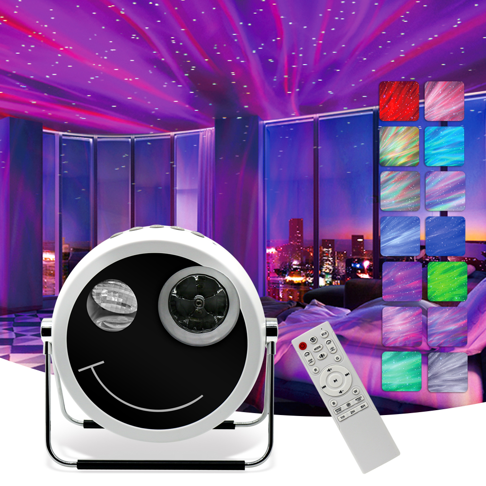 Festlamp white laser projector lamp with remote control, dual lens star galaxy aurora night light for bedroom ceiling decor, multiple colorful light modes
