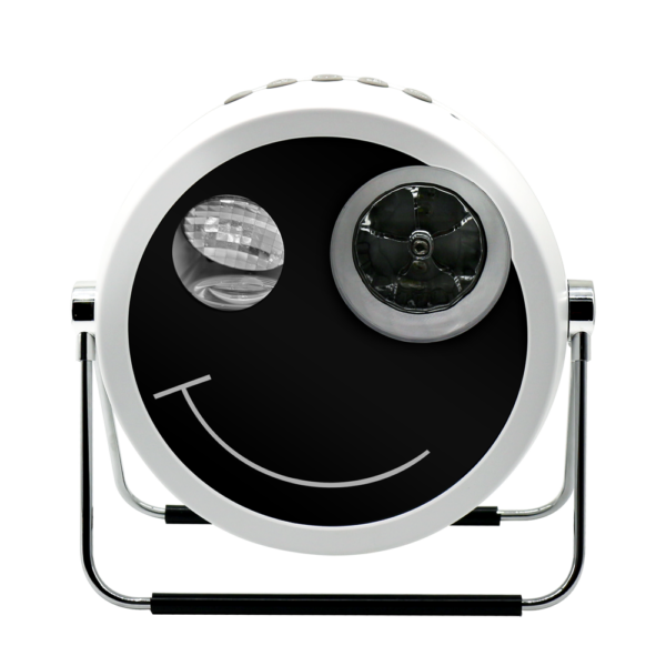Festlamp smiley face white laser projector lamp main unit, dual lens star aurora galaxy projection night light with adjustable stand