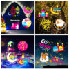 4 sets interchangeable Ramadan & Eid pattern slides for Ramadan Projector Light, includes crescent moon, lantern, mosque, sheep, Arabic calligraphy, Eid Mubarak graphics for Muslim holiday projection decor