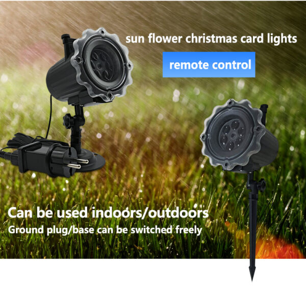 Ramadan Projector Light sun flower card insert light with remote control, dual installation base and ground stake, IP44 waterproof indoor outdoor multi-festival projection lamp