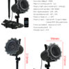 Ramadan Projector Light dimension & technical specification chart, IP44 waterproof ABS plastic lamp with ground stake, remote control, 7W 14VDC outdoor festival projection lamp
