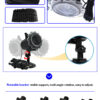 Ramadan Projector Light structural details, easy slide card insertion, 360° rotatable adjustable bracket, multi plug options US EU UK AU certified 12V1A power adapter for festival projection lamp